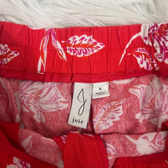 Joie High Waisted Cuffed Floral Linen Blend Shorts 6 - Picture 4 of 9